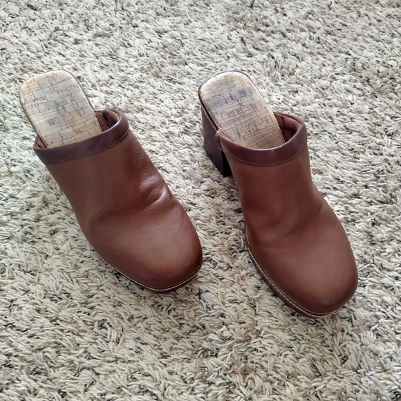 Korks Women's Clogs/Mules Brown Cork Chunky Block Heel Slip-On Size 9M - Picture 2 of 7